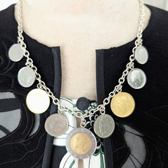 Milor Italy Coin Festoon Necklace Travel Numismatic Italian Pride Jewelry 20″