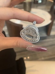 Hand-carved jade Buddha pendant with rock sugar square drill