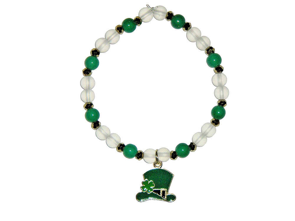 LEPRECHAUN’S HAT CHARM BRACELET (7 5/8″): HAND-MADE JEWELRY BY T.L.C.
