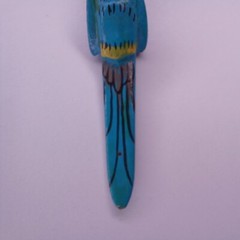 Carved Wood Parot Wooden Pendant Necklace On Cord