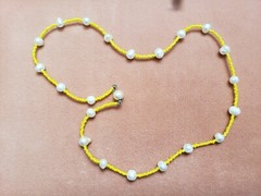 COLLECTIBLE * GENUINE PEARL* NECKLACE 20″ LONG, 7-8 mm PEARL Hand Made in USA