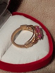 14/20 Gold Filled wire wrapped 10X10 square Pink Sapphire ring for woman