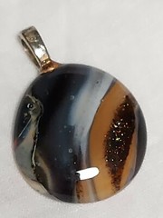 Artisan Made Hand Blown Small Round Glass Pendant Earth Tone Vintage