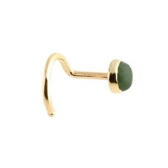 18-20 GA Green Jade 3mm Stone 14K Gold Filled Nose Nostril Screw