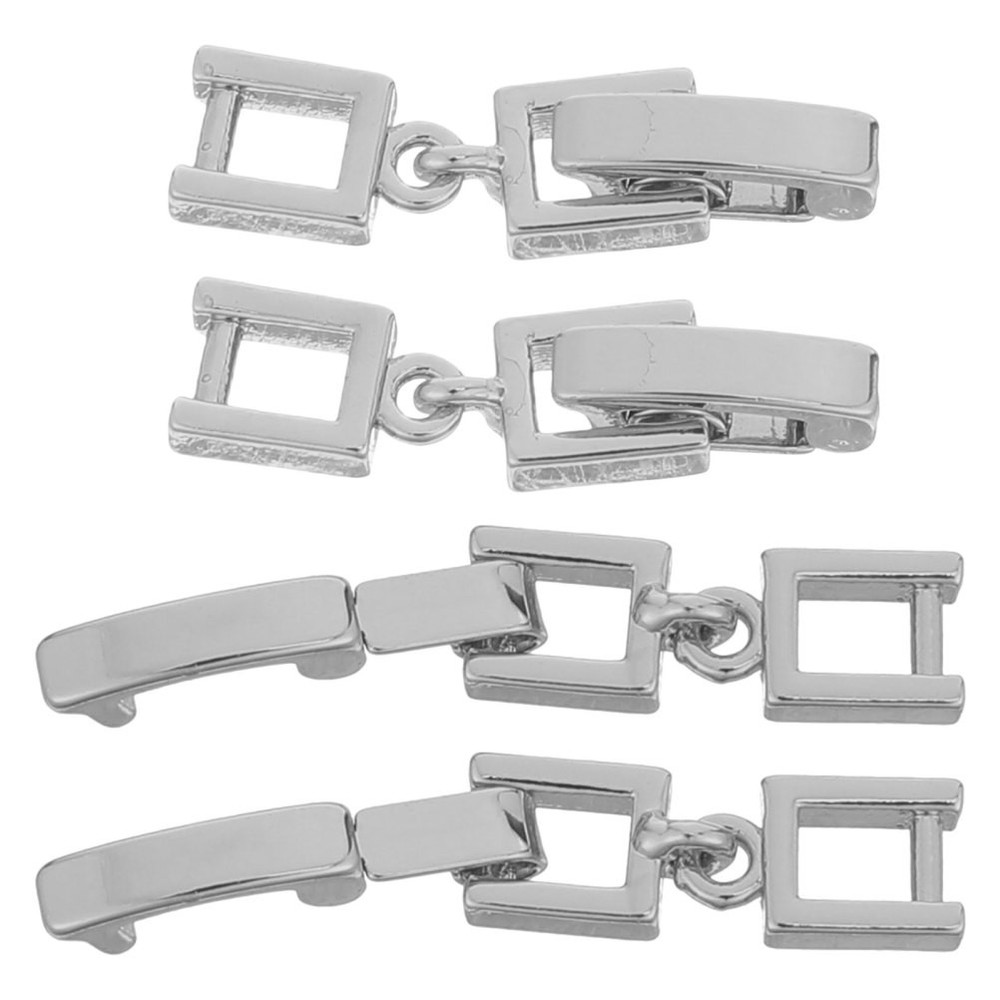 4Pcs Silver Jewelry Extender Clasp Set for Necklaces Bracelets Fold Over Design