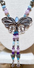 BEAUTIFUL Sterling Silver Larimar, Kunzite, Labradorite, Etc. Butterfly Necklace