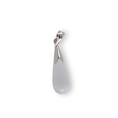 White Cat’s Eye Raindrop Sterling Silver Pendant