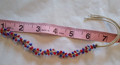 Macrame Twist Braided Bracelet Shiny Blue & Red Beads~10.5″ L~Tie Closure~NWOT