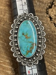 Navajo Royston Turquoise 925 Sterling Silver Statement Ring Signed-Sz 6.25