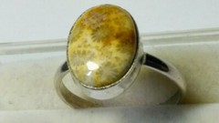 CUTE FOSSIL CORAL IN STERLING SILVER.925 RING SIZE 9.0-9.25!