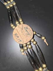 Vintage Indigenous Abalone Brass Bead Leather Choker Necklace – Regalia