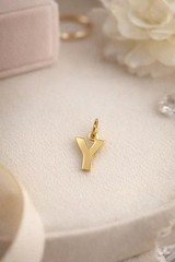 Initial Block Letter Pendant 14k Solid Gold Yellow White Rose Monogram Necklace