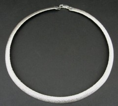 Milor Necklace Sterling Textured Look Silver 925 Italy Choker Style Necklace