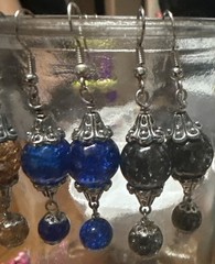 4 Sets Flower cap glass bead earrings, glass beads jewelry, handmade jewelry,