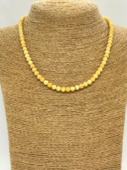 AMBER NECKLACE Gift Egg Yolk Round Beads Yellow Mat Baltic Amber Bead 7,8g 12799