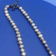 Handmade Freshwater Pearl Necklace 16” Cream Baroque Beads Artisan Jewelry