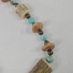 Handmade Tribal Boho Necklace Turquoise Beads Bone Horn Discs Rustic Natural….