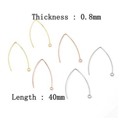 40PCS Stainless Steel Earrings Dangle Hook Wires, Silver/Gold Tone CES01-40mm