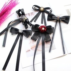 Black Bow Brooches Pin for Woman Girls Pre-Tied Collar Neck Clips Bow Tie 6ʌ