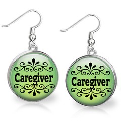 Caregiver Glass Top French Wire Earrings Handcrafted Photo Jewelry Gifts