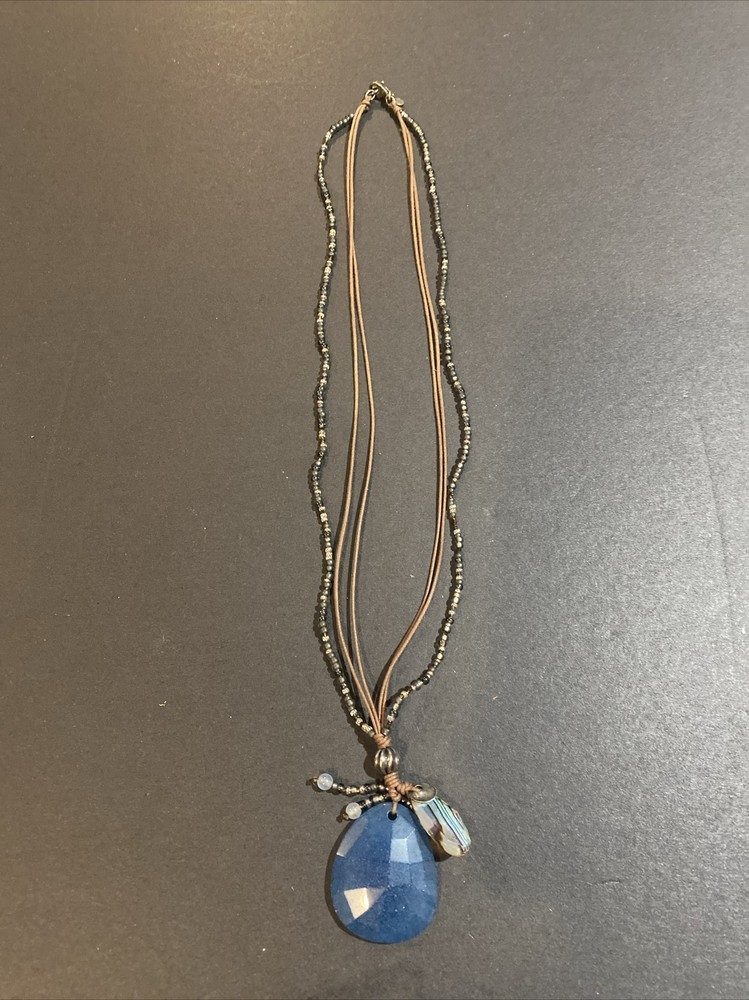 Retired Silpada INDIGO MOOD Blue Quartzite Abalone & Seed Bead Necklace N2227