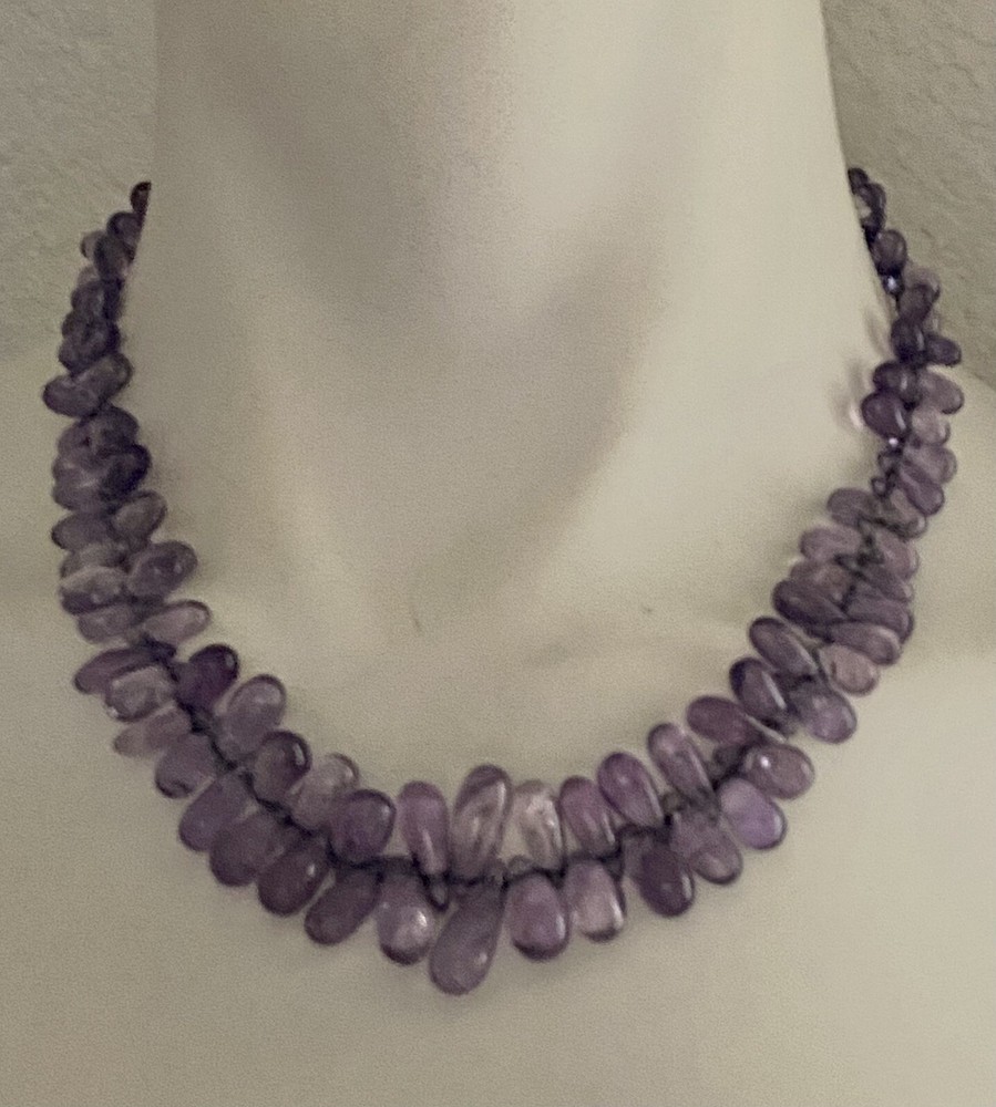 Amethyst Necklace, mulitple stones, 16 inches long. 