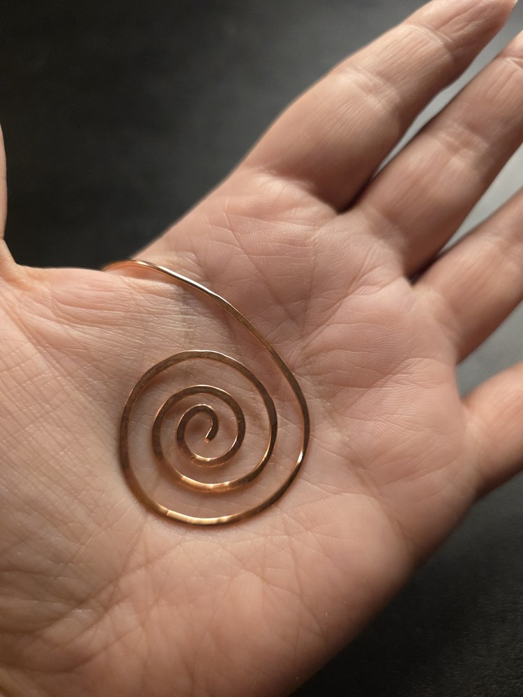 Handmade Hammered Copper Spiral Palm Ring Reiki Energy Healing Tool Arthritis