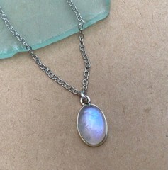NATURAL MOONSTONE ARTISAN HANDMADE SUNDANCE CHARM NECKLACE SILVER JEWELRY