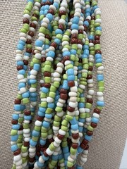 Chunky Hand Made Multi Strand Colorful Glass Seed Bead Necklace 20-21”