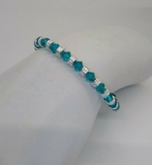 Handmade Swarovski Crystal Blue Zircon Bicone & Silver Beaded Anklet/ Bracelet
