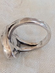 Artisan White Buffalo Sterling Silver Ring Handcrafted Split Shank Band Size 8.5