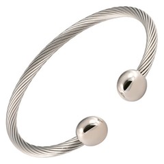 New Magnetic Bracelet High Power Pain Magnets Stainless Steel Wire Silver End