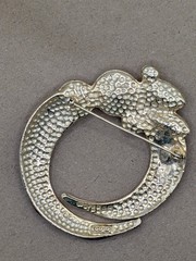 ECD Signed Handcrafted Asymmetrical Brooch Gold Tone Mixed Stones
