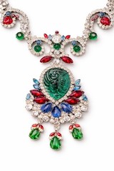 MOANS Couture Baroque-Inspired Carved Glass Necklace/Brooch OOAK