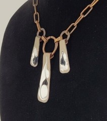 Unique Studio Made Arts & Crafts Green Enamel on Copper Necklace & Pendants