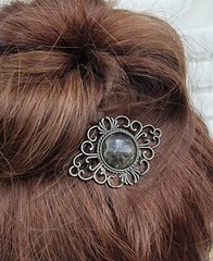 Victorian Trading Green Abyss Glass Filligree Hair Comb 30P