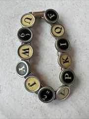 Upcycled Typewriter Key Bracelet Steampunk Literary Late-Vintage Charm 7”