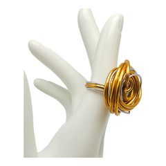 Silver and Gold Tone Multi-Wire Wrap Ring Artisan Vintage Size 6