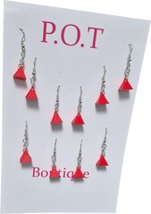 Red Triangle Dangle Earrings/5 Pairs/Eclectic Fashion/Jewelry/Streetwear/Edgy