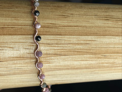 Rainbow tourmaline 7” 99.9% copper wire beaded beads handcrafted handmade dainty