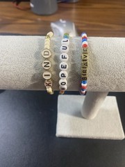 3 friendship bracelets 6.5 in elastic string hopefully, kind, brave