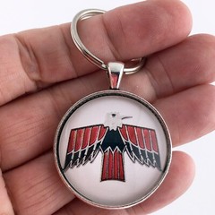 Vintage 1960’s Pontiac Firebird Emblem Silver Red black 1.2″ Diameter Keychain
