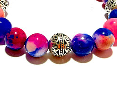 Handmade 10mm Berry Blast Agate Gemstone & Tibetan Silver Bead Bracelet