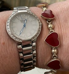 Artisan Sterling Silver Red Stone Glass Enamel Tennis Style Bracelet