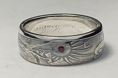 Coin Ring HAND MADE from 1/2 oz. 99.9% Silver Walking Liberty Round Size 11.5
