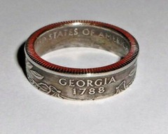 «Sealed» GEORGIA US STATE QUARTER handcrafted coin ring or pendant size 4-14