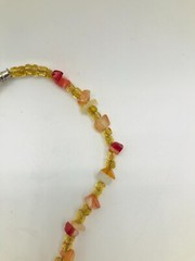 Cowry Shell Necklace Floral Design Quartz Chip 19.5″