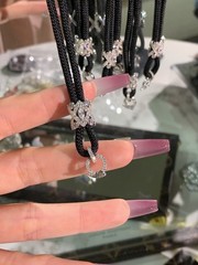 925SilverPlated Rhodium High Carbon Diamond Pendant w/ Adjustable Magnetic Clasp