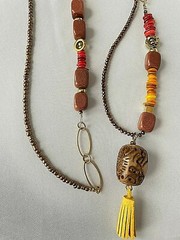 Handmade in Greece Copper color bead necklace Pendant Tassel Mothers Day Gift