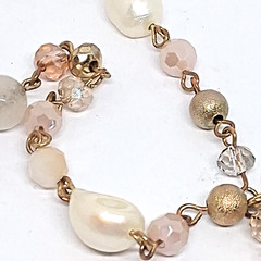 Handmade Copper Glass Beaded 30 Inch Necklace with 2 Inch Druzy Quartz Pendant